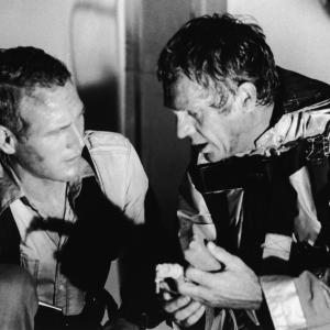 Still of Paul Newman and Steve McQueen in The Towering Inferno 1974