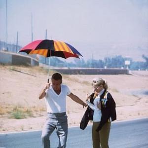Paul Newman & Joanne Woodward on location at Riverside Raceway for the movie 