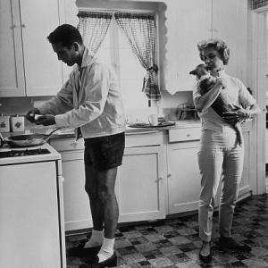 Paul Newman & Joanne Woodward in their home, Beverly Hills CA,