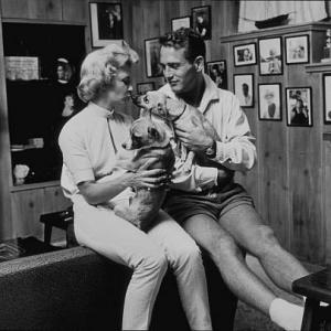 Paul Newman & Joanne Woodward at their home in Beverly Hills, CA,