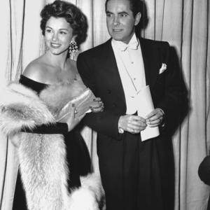Tyrone Power and wife Linda Christian Academy Awards 26th Annual 1954