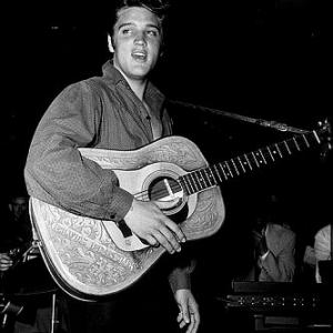 Elvis Presley backstage at CBS in Los Angeles for his appearance on 