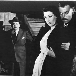 Still of Edward G. Robinson, Orson Welles and Loretta Young in The Stranger (1946)