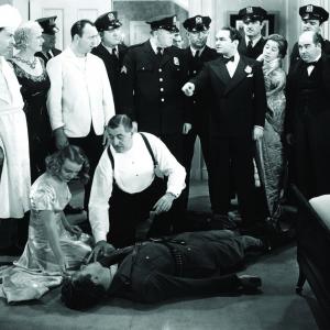 Still of Edward G. Robinson, Jane Bryan, Ruth Donnelly, Harold Huber, Allen Jenkins and Willard Parker in A Slight Case of Murder (1938)