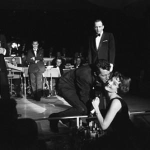 Joey Bishop, Dean Martin and Frank Sinatra performing in the Copa Room at the Sands Hotel in Las Vegas