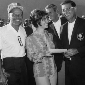 Frank Sinatra Jill St John and Frank Beard at the Canyon Country Club in Palm Springs for The Frank Sinatra Invitational Golf Tournament