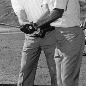 Sammy Davis Jr and Bo Wininger at the Canyon Country Club in Palm Springs for The Frank Sinatra Invitational Golf Tournament