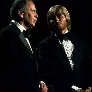 Frank Sinatra and John Denver perform on Sinatra and Friends television special 1977 ABC  1978 Bud Gray