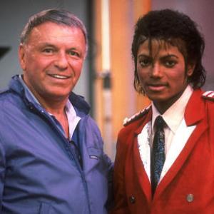 Frank Sinatra and Michael Jackson at the Reprise recording session of LA Is My Lady  1984