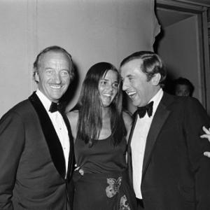 David Niven Ali MacGraw and David Frost at Frank Sinatras farewell performance at the Los Angeles Music Center 06131971