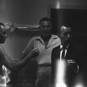 Frank Sinatra, Jack Entratter and Joey Bishop in the Sands' Hotel steam room in Las Vegas