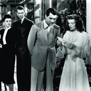 Still of Cary Grant Katharine Hepburn James Stewart and Ruth Hussey in The Philadelphia Story 1940