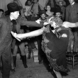 Still of Marlene Dietrich and James Stewart in Destry Rides Again 1939