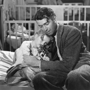 Still of James Stewart and Karolyn Grimes in Tai nuostabus gyvenimas (1946)