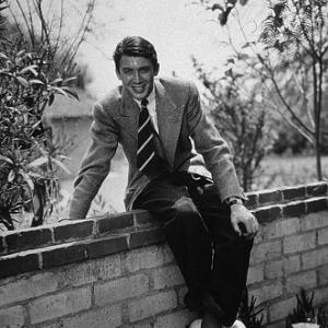 James Stewart sitting on a brick wall 1936 Vintage silver gelatin 1275x975 matted on 185x155 board signed 1200  1978 Ted Allan MPTV