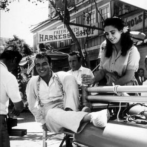 Elizabeth Taylor and Montgomery Clift on the set of Raintree County MGM 1956
