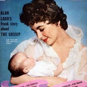 Photoplay Cover Elizabeth Taylor and son Chris August 1955 issue