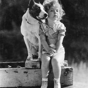 Shirley Temple and friend on the set of 