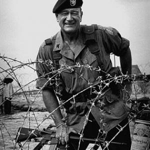 John Wayne behind barbed wire for The Green Berets 1967 Vintage silver gelatin 14x11 signed 800  1978 David Sutton MPTV