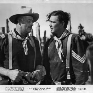 Still of John Wayne, Ben Johnson and Arthur Shields in She Wore a Yellow Ribbon (1949)