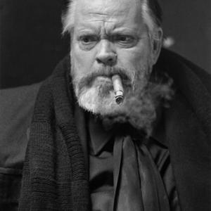 Orson Welles at the Orson Welles Cinema in Cambridge MA in the Boston area for the American premiere of his movie F for Fake and a show at Symphony Hall