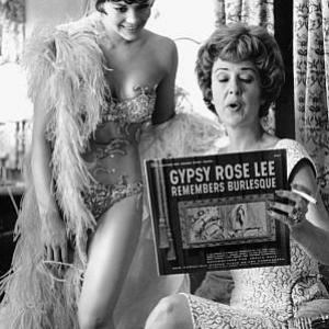 Gypsy Gypsy Rose Lee visits with Natalie Wood on the set 1962