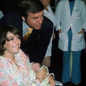 Natalie Wood and Robert Wagner with new baby Courtney Brooke, born March 1974