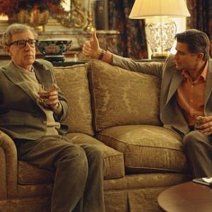 Director Val Waxman WOODY ALLEN left has an uncomfortable meeting about the progress of his comeback film with studio head Hal TREAT WILLIAMS in Woody Allens latest contemporary comedy HOLLYWOOD ENDING being distributed domestically by DreamWorks