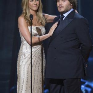 Presenters Jennifer Aniston left and Jack Black during the live ABC Telecast of the 81st Annual Academy Awards from the Kodak Theatre in Hollywood CA Sunday February 22 2009