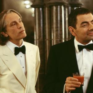Still of Rowan Atkinson and John Malkovich in Johnny English 2003