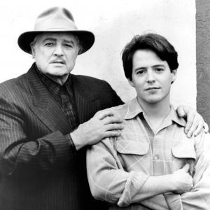 Still of Marlon Brando and Matthew Broderick in The Freshman 1990