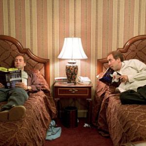 Twin-brothers Donald, right, and Charlie Kaufman (both played by Nicolas Cage) are both trying to write a new screenplay.