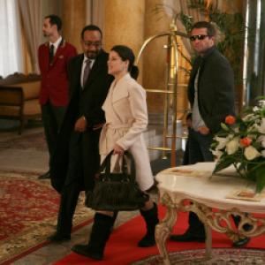 Still of Neve Campbell, Jesse L. Martin and James Purefoy in The Philanthropist (2009)