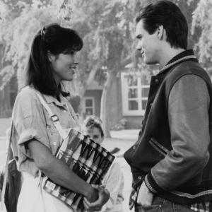 Still of Jim Carrey and Karen Kopins in Once Bitten 1985