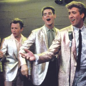Still of Nicolas Cage, Jim Carrey, Harry Basil and Glenn Withrow in Peggy Sue Got Married (1986)