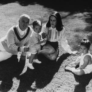 Charles Chaplin with wife Oona and children Michael and Geraldine