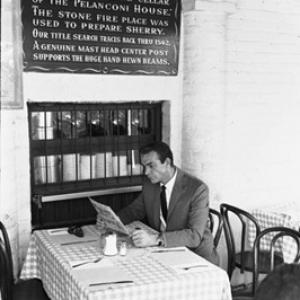 Sean Connery in a Los Angeles cafe circa 1960s