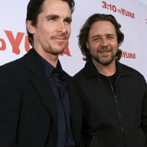 Russell Crowe and Christian Bale at event of Traukinys i Juma (2007)