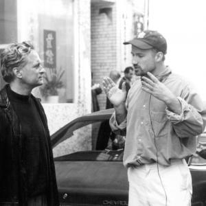 Still of Michael Douglas and David Fincher in The Game 1997