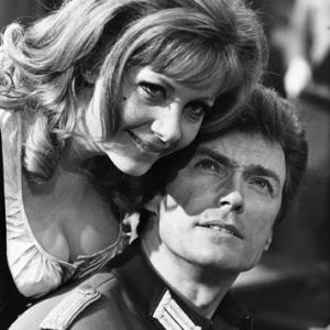 Clint Eastwood and Ingrid Pitt on the set of 