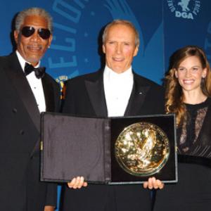 Clint Eastwood Morgan Freeman and Hilary Swank
