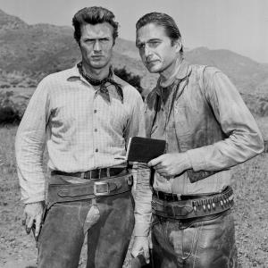 Still of Clint Eastwood and Eric Fleming in Rawhide 1959