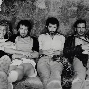 Harrison Ford George Lucas Steven Spielberg and Kate Capshaw in Indiana Dzounsas ir lemties sventykla 1984