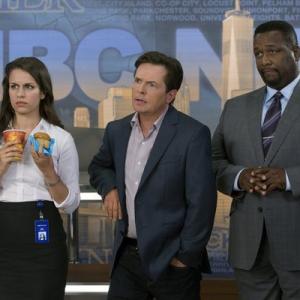 Still of Michael J Fox Wendell Pierce and Ana Nogueira in The Michael J Fox Show 2013