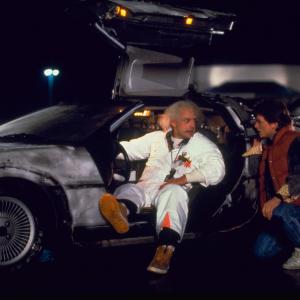 Michael J Fox and Christopher Lloyd in Atgal i ateiti 1985
