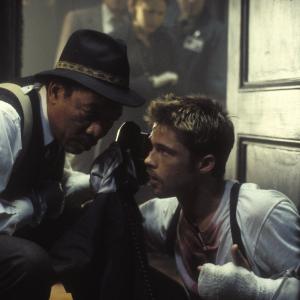 Still of Brad Pitt and Morgan Freeman in Se7en 1995