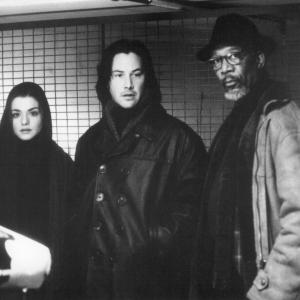 Still of Morgan Freeman, Keanu Reeves and Rachel Weisz in Chain Reaction (1996)