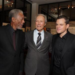 Clint Eastwood, Morgan Freeman and Matt Damon at event of Nenugalimas (2009)