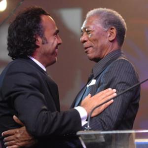 Morgan Freeman and Alejandro González Iñárritu