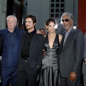 Morgan Freeman, Gary Oldman, Christian Bale, Michael Caine, Liam Neeson and Katie Holmes at event of Betmenas: Pradzia (2005)